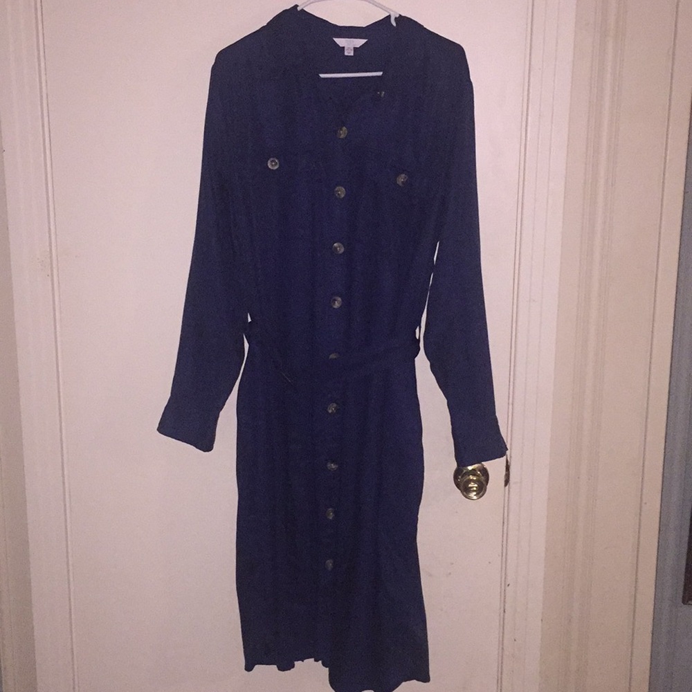 Navy blue button down dress